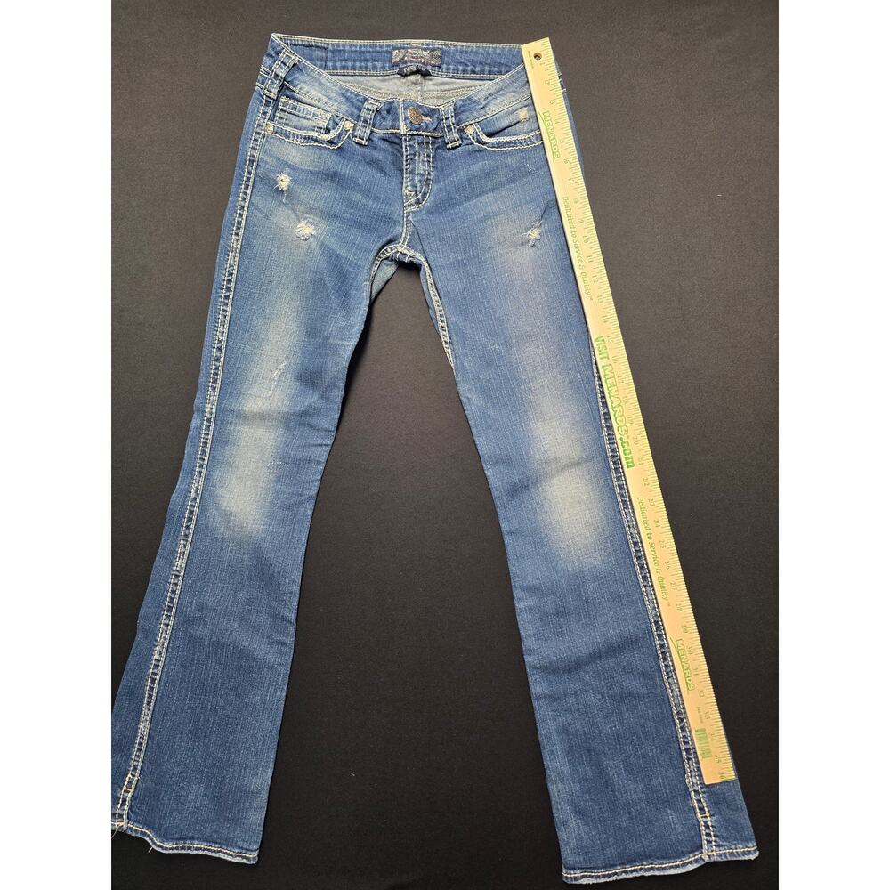Silver Jeans Twisted Bootcut Jeans Womens W28 L33 Medium Wash Distressed Denim - Picture 7 of 8